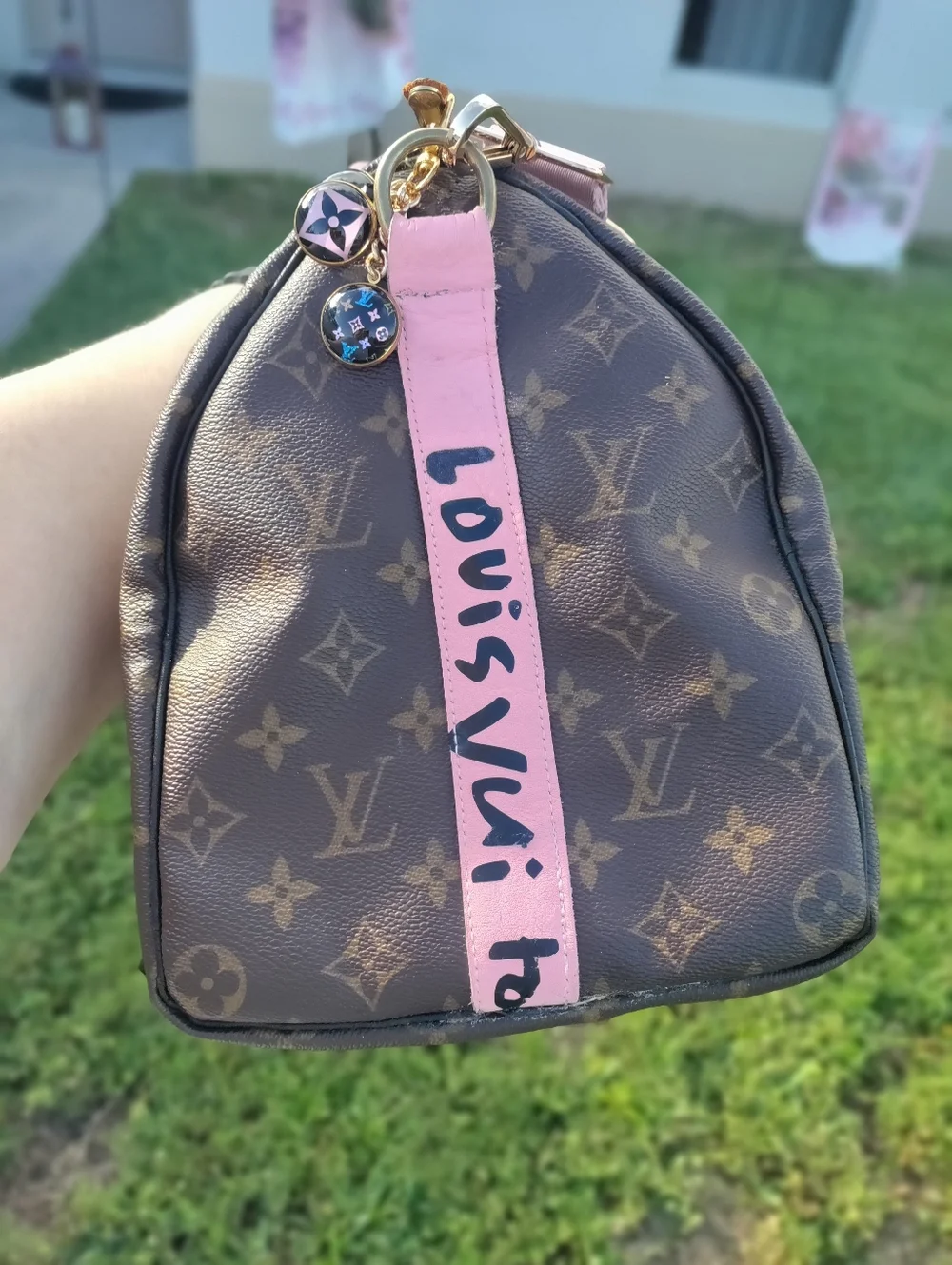 Louis Vuitton Speedy 35 Converted To Bandolier -Pink &Black - Picture 8 of 16